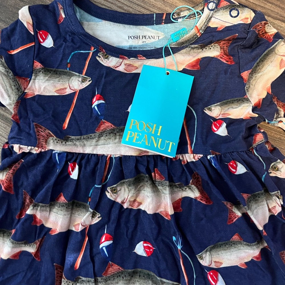 NWT Posh Peanut Fishing Skirted Onesie